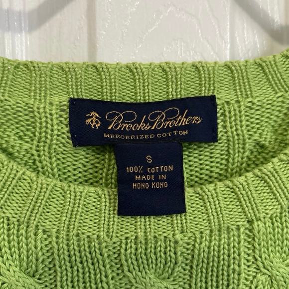 Brooks Brothers vibrant green mercerized cotton cable knit sweater small - Picture 5 of 6